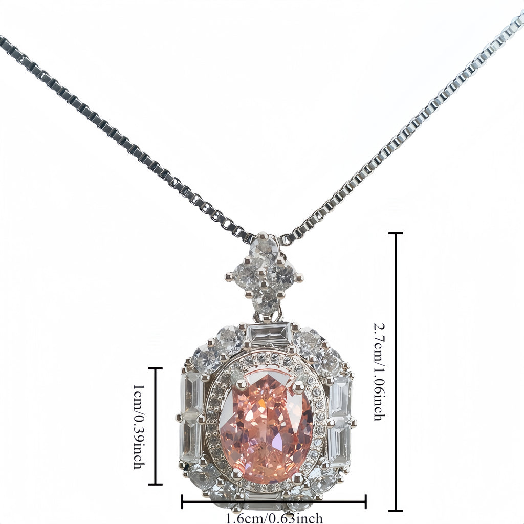 Eleganter Halo-Anhänger mit ovalem Zirkonia
