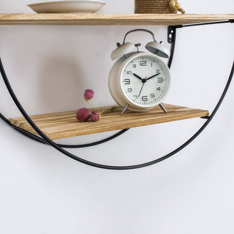 Rundes Wandregal aus Holz und Eisen – Bild 2 | LuxeStyle