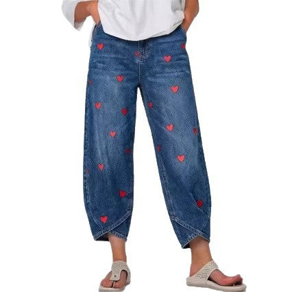Herz-Jeans, gewaschen
