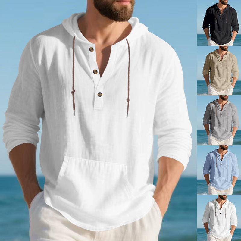 Herren Langarm-Hoodie Leinenmischung – Bild 8 | LuxeStyle