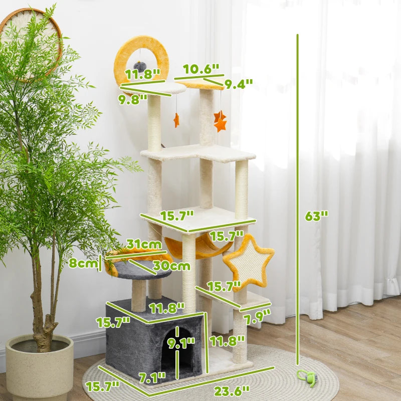 PawHut Katzenbaum Mond & Sterne Beige