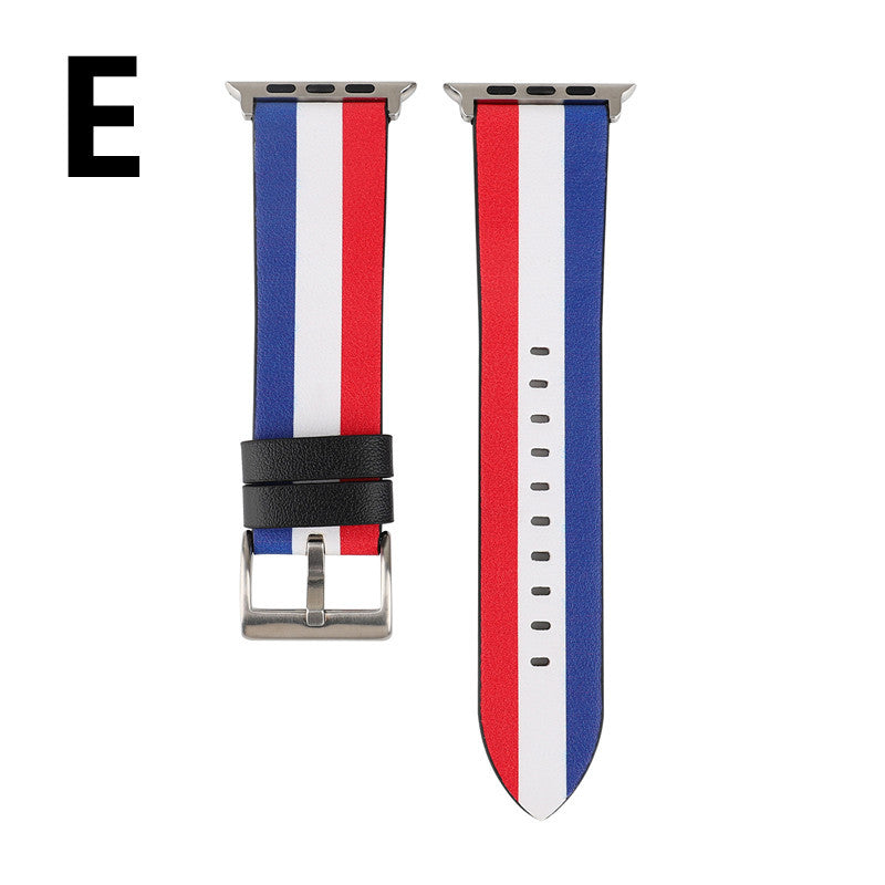 Leder-Uhrenarmband mit Flaggenmuster