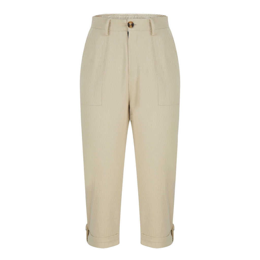 Damen Caprihose mit Roll-up und Knöpfen