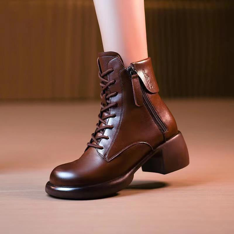 Vintage Leder-Boots mit Chunky-Sohle – Bild 3 | LuxeStyle