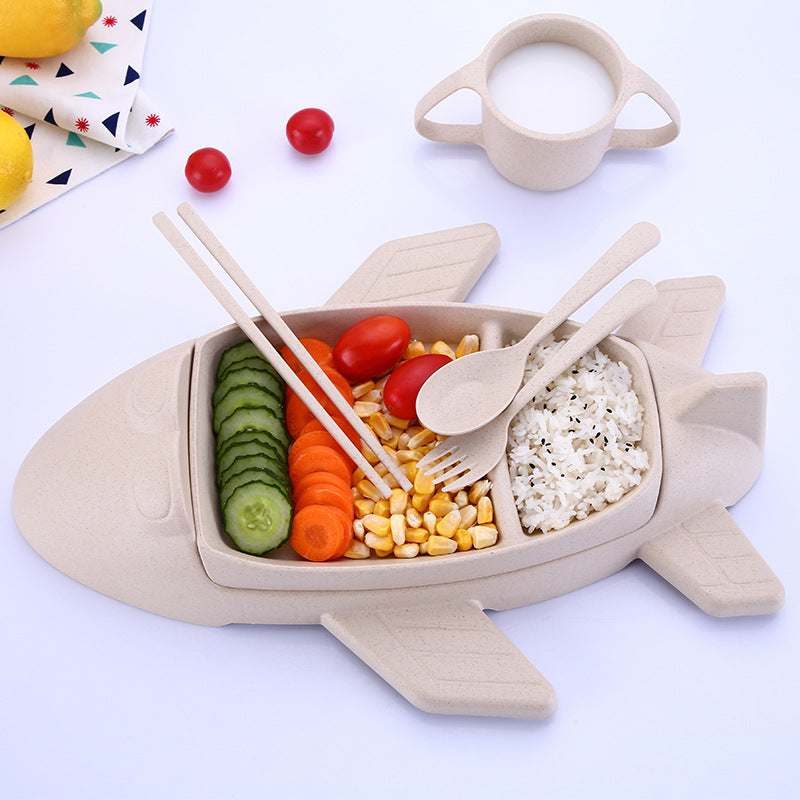 6-teiliges Kinder-Geschirr-Set in Flugzeug-Design