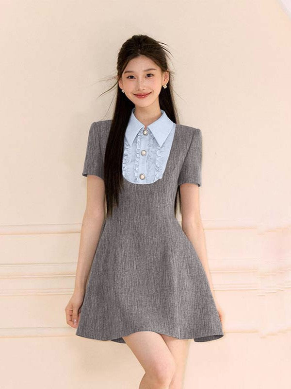 Preppy Patchwork Minikleid mit Kontrastfarben – Bild 2 | LuxeStyle