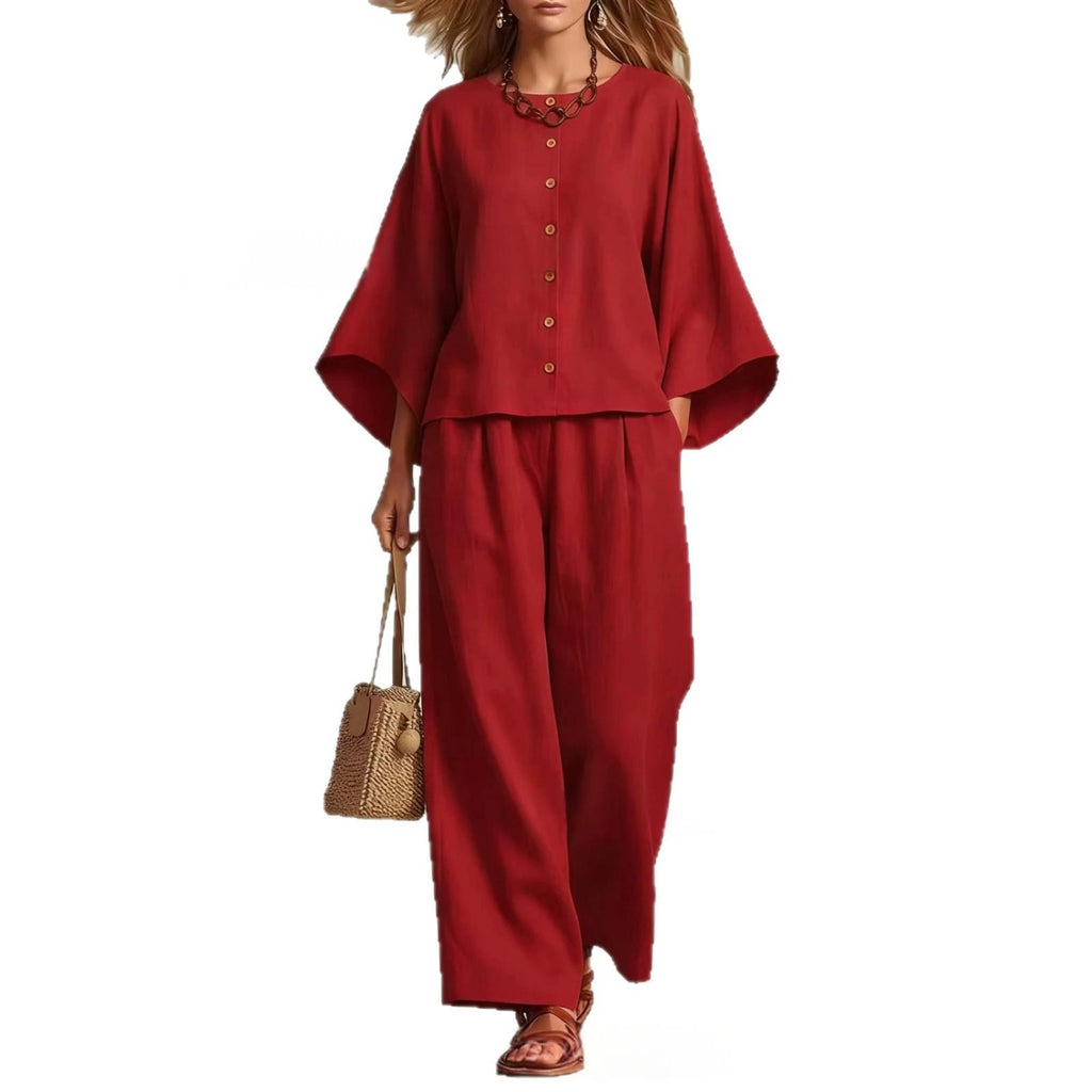 Cardigan mit 3/4-Ärmeln & weite Hosen