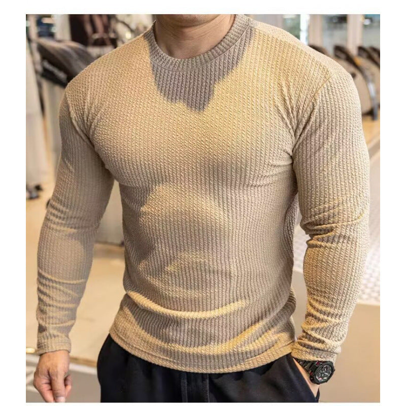 Herren Waffelpiqué Langarmshirt