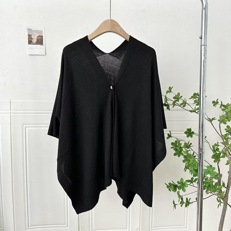 Schwarzer Strick-Cardigan mit Gürtelschnalle – Bild 2 | LuxeStyle