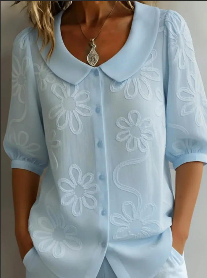 Retro-Bluse mit Blumenstickerei – Bild 10 | LuxeStyle
