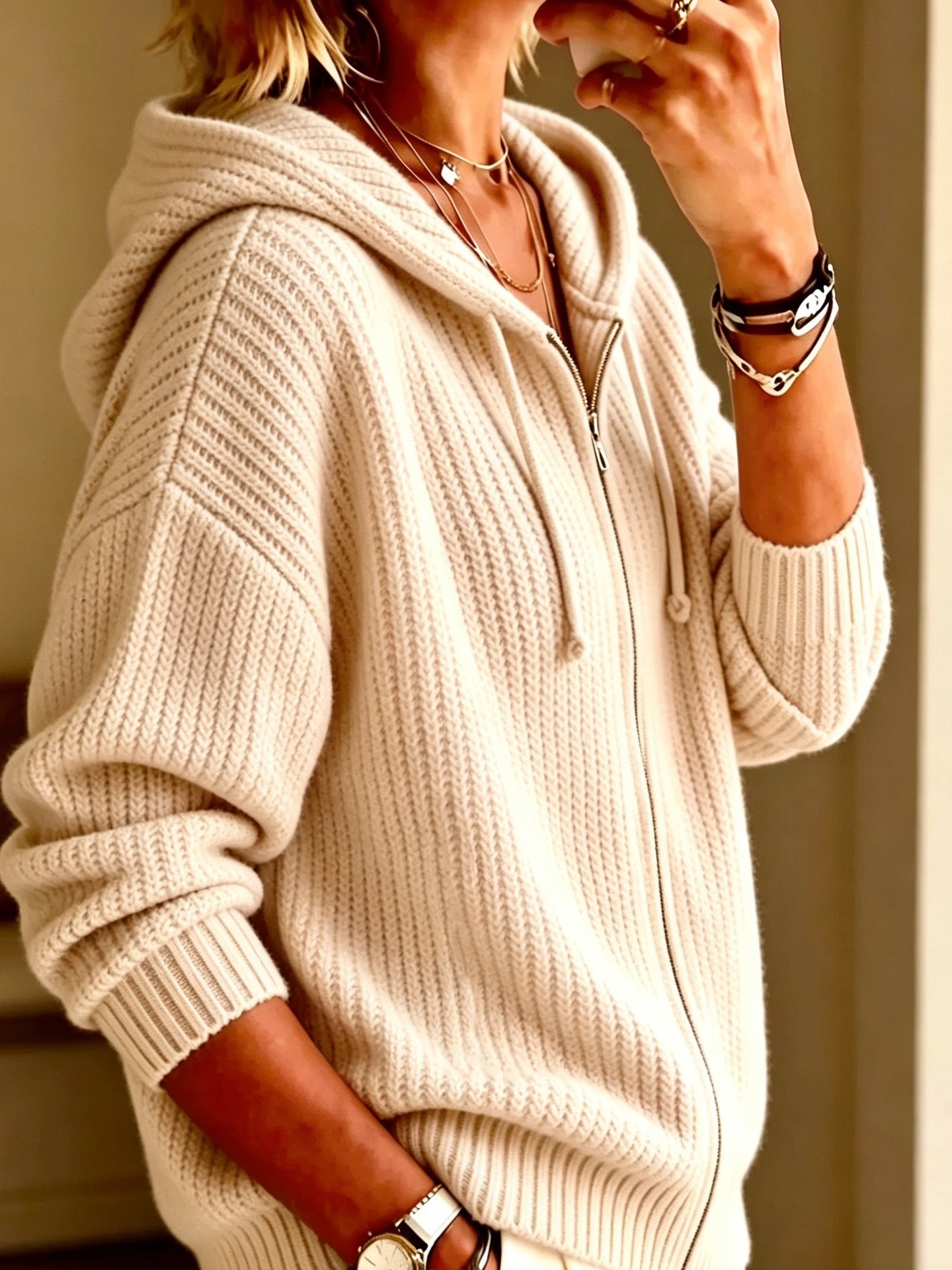 Hoodie-Cardigan mit Reissverschluss
