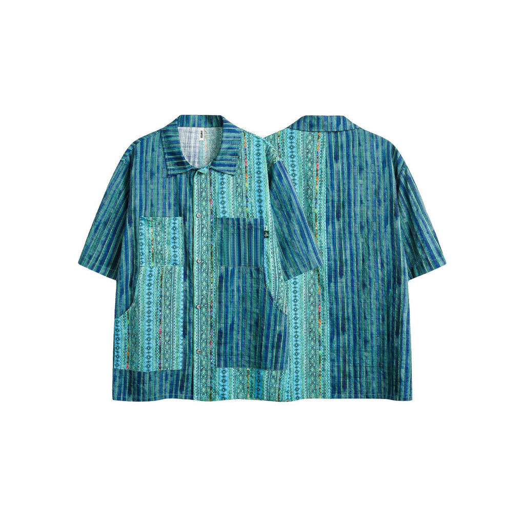 Freizeitshirt mit Patchwork-Streifen, kurzärmlig – Bild 2 | LuxeStyle