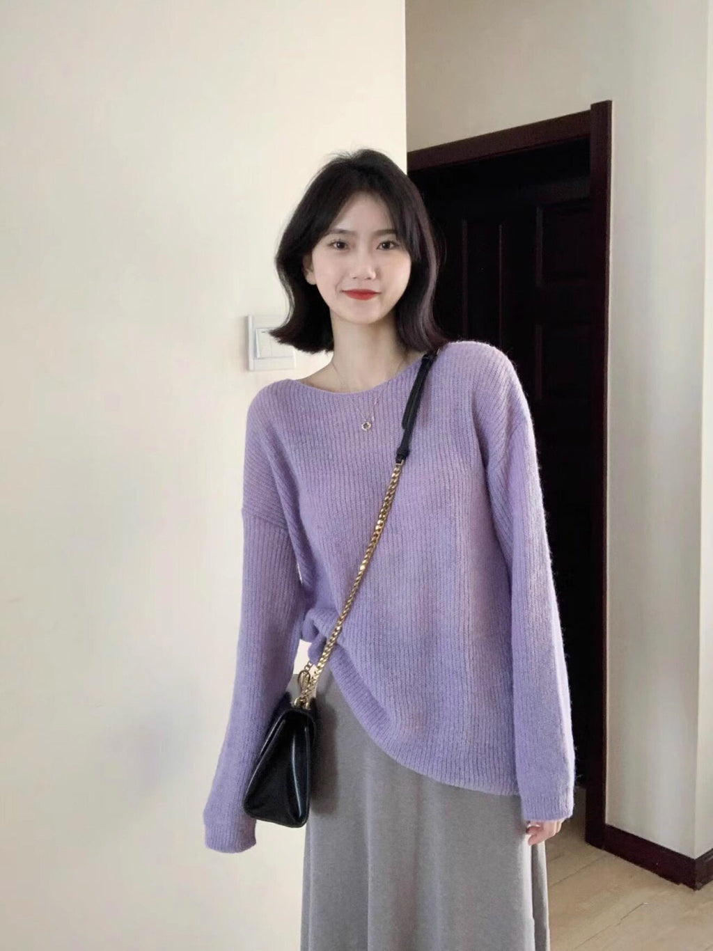 Lockerer Strickpullover im Lazy Style