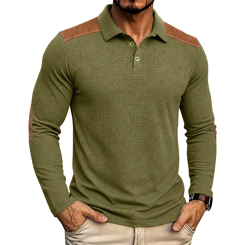 Männliches Langarm-Waffel-Polo-Shirt – Bild 8 | LuxeStyle