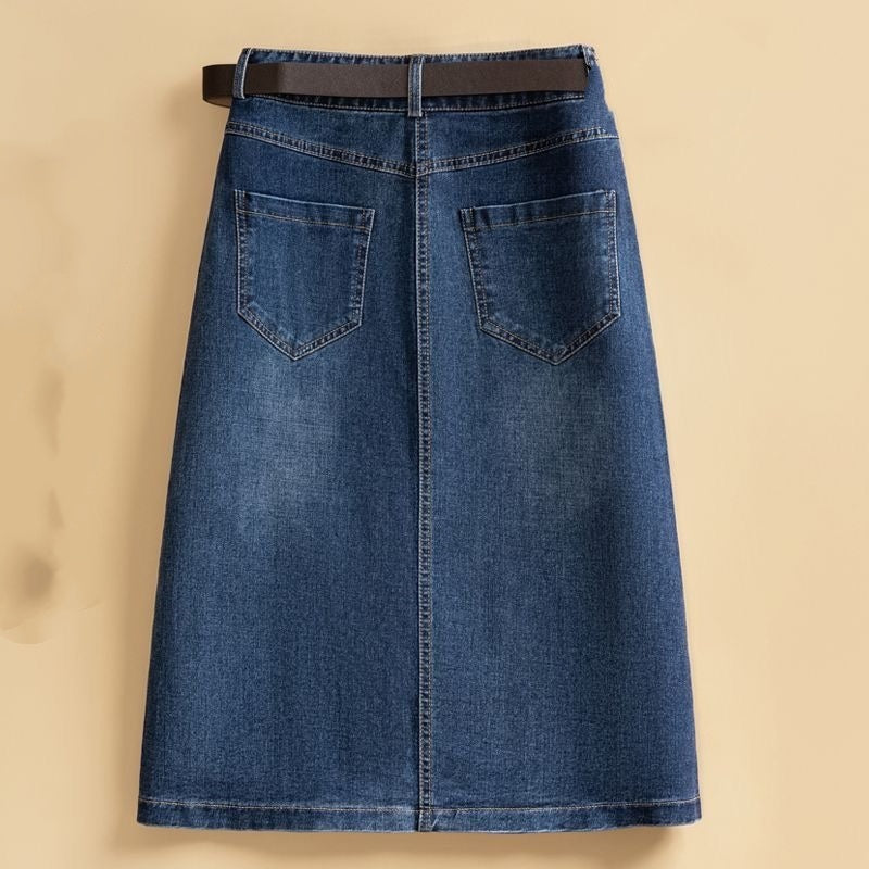 Blauer A-Linien Rock mit Knopfleiste