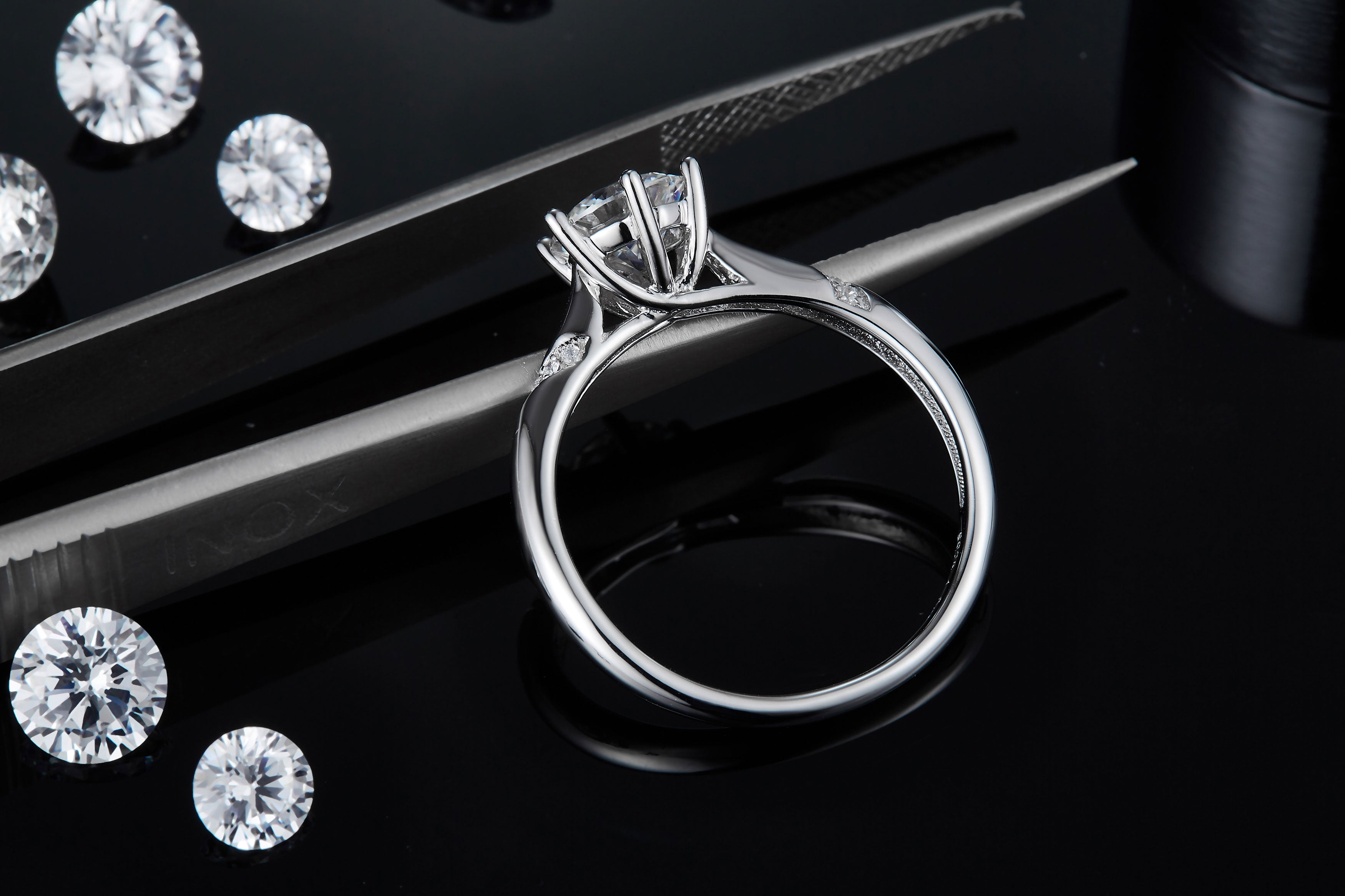 Moissanit-Verlobungsring «Solitär» 1 ct · 925 Silber D-VVS1