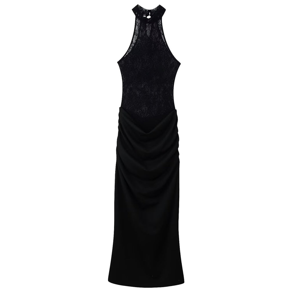 Elegantes Strickkleid mit Spitze und Neckholder