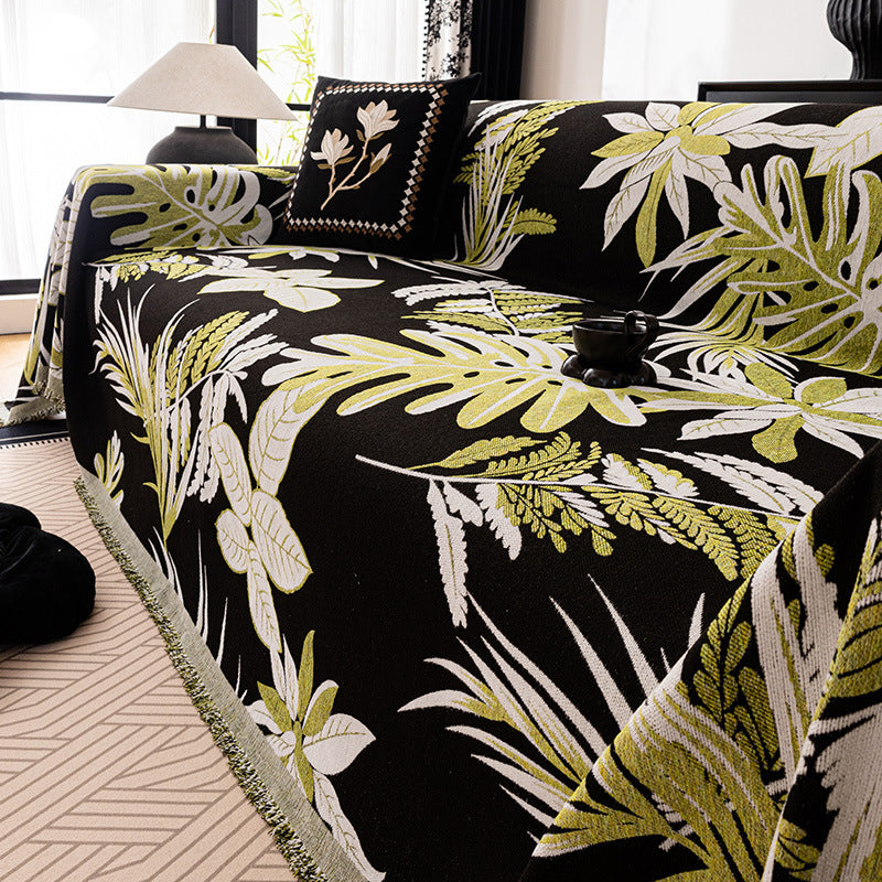 Sofaüberwurf aus Chenille mit Pflanzenmuster – Bild 8 | LuxeStyle