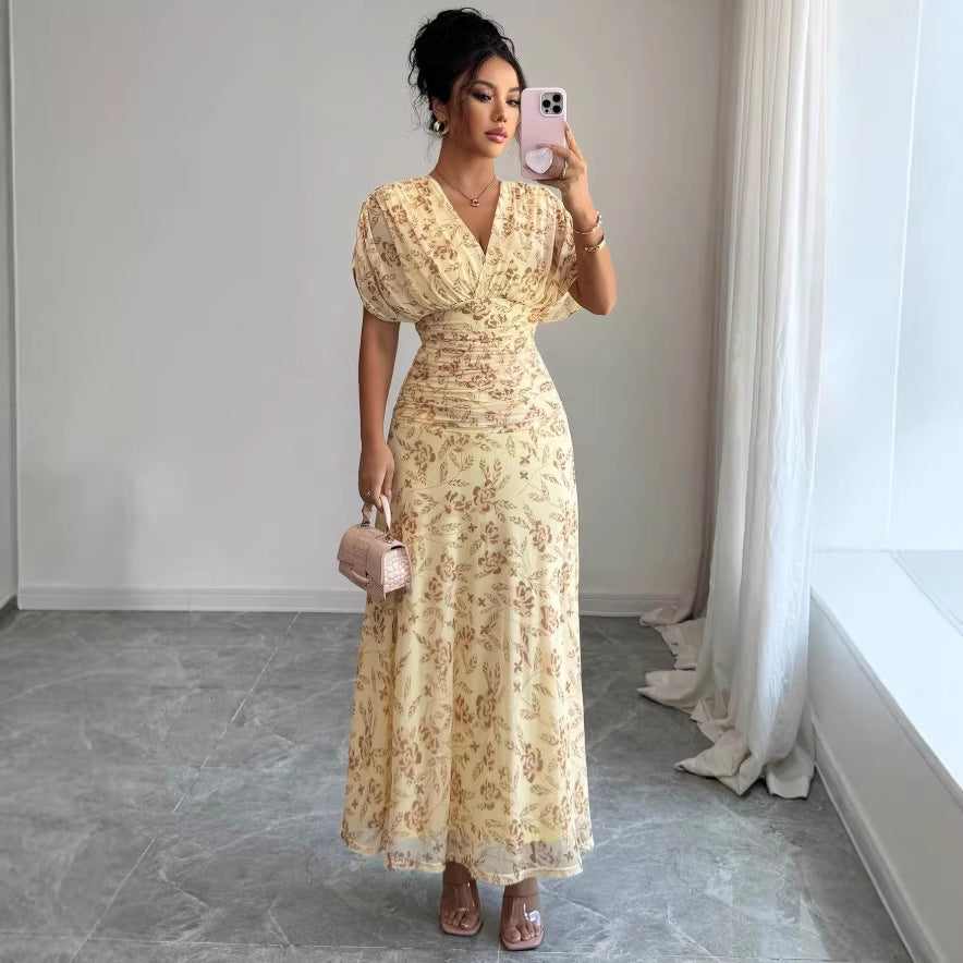 Geblümtes A-Linien Midikleid mit Puffärmeln – Bild 3 | LuxeStyle