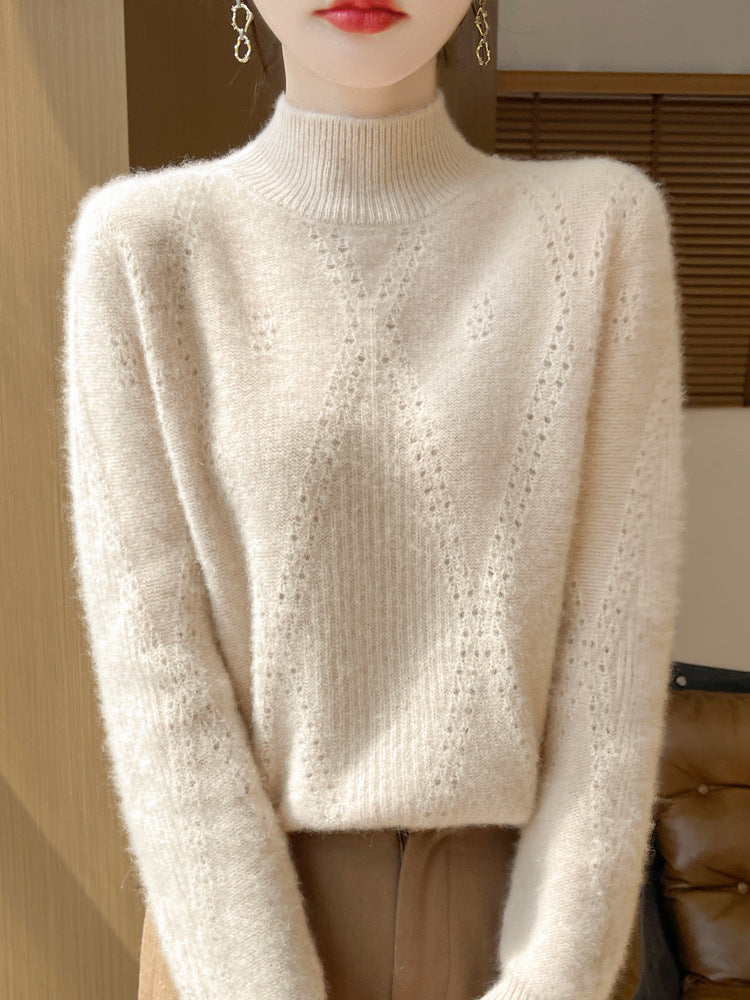 Wollpullover mit hohlgewebtem Design | LuxeStyle