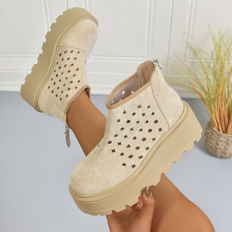 Perforierte Plateau-Ankle Boots