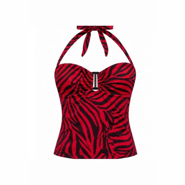 Damen Halterneck Crop Top mit 3D-Print