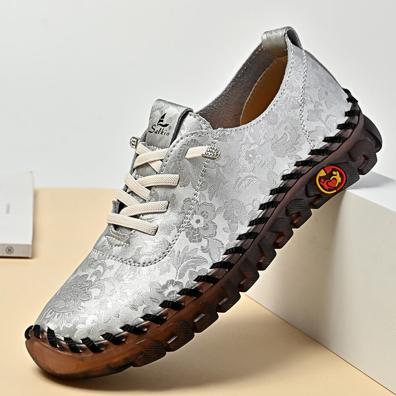 Leder-Sneaker mit flacher Sohle – Bild 9 | LuxeStyle