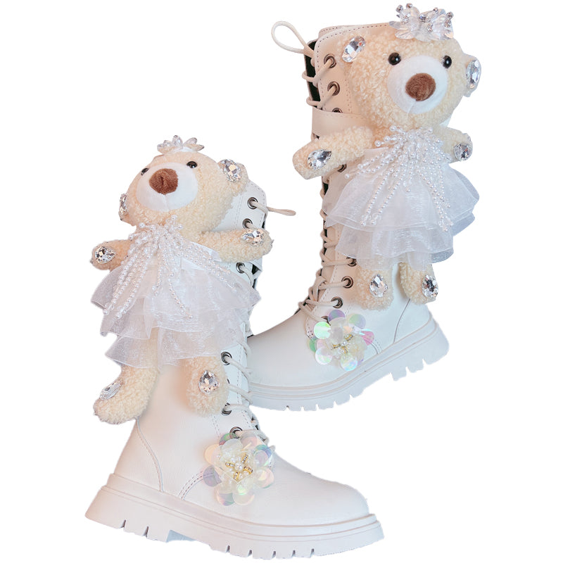 Mädchen Leder-Bärenstiefel mit Reissverschluss – Bild 4 | LuxeStyle