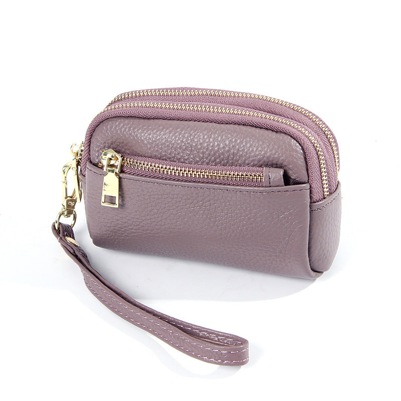 Minimalistische Leder-Münztasche mit drei Reissverschlüssen – Bild 4 | LuxeStyle