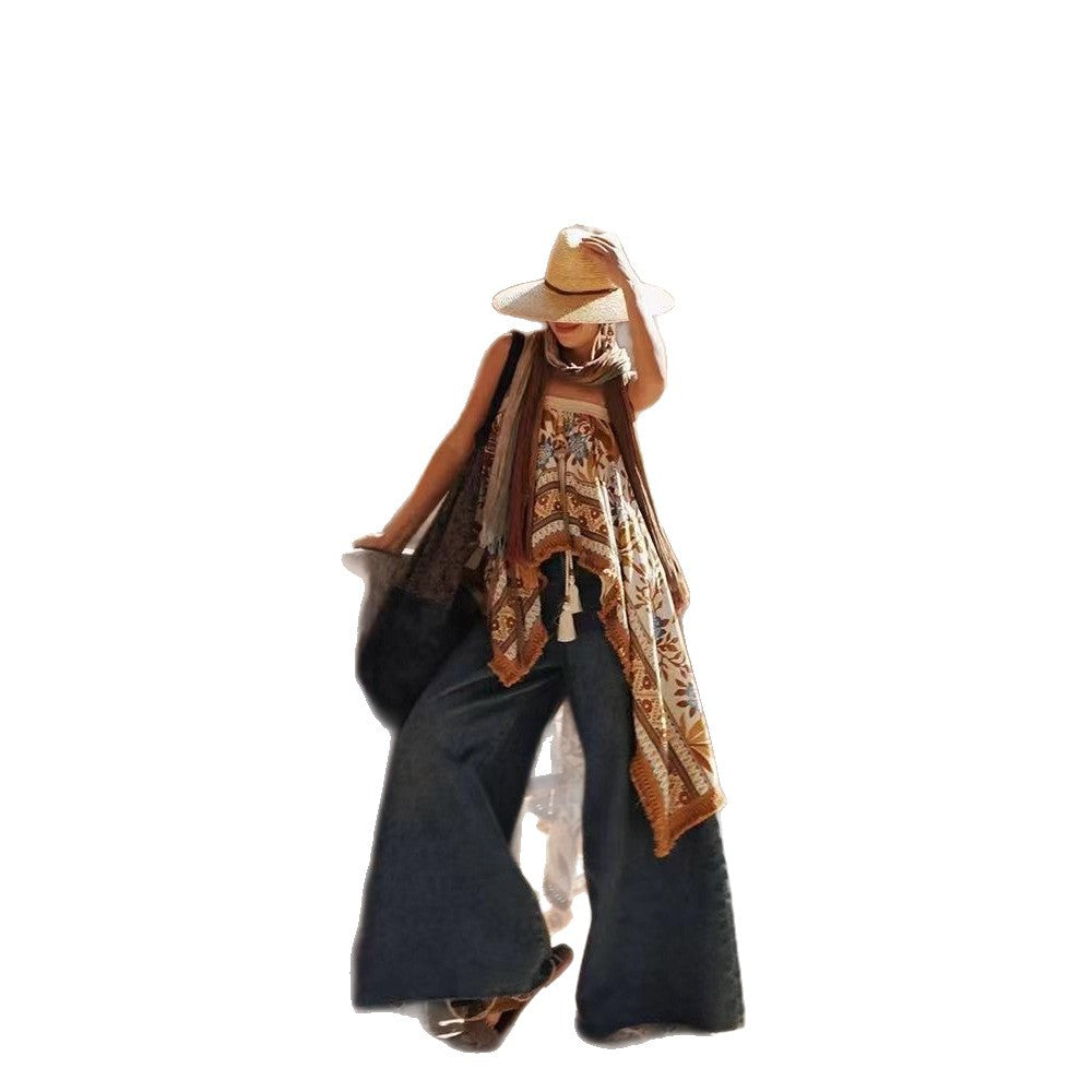 Bedrucktes asymmetrisches Kleid mit Quasten – Bild 4 | LuxeStyle