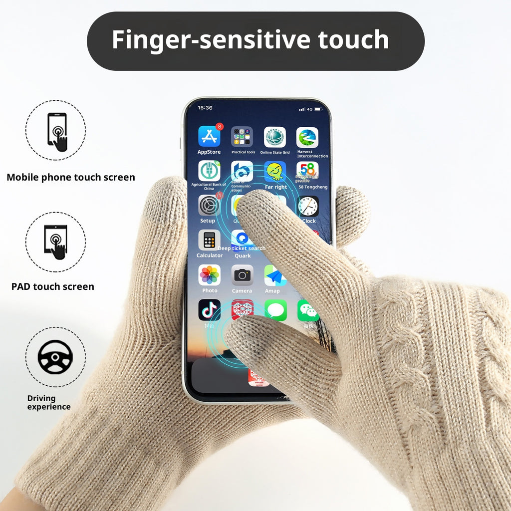 Gefütterte Strickhandschuhe mit Touchscreen-Funktion