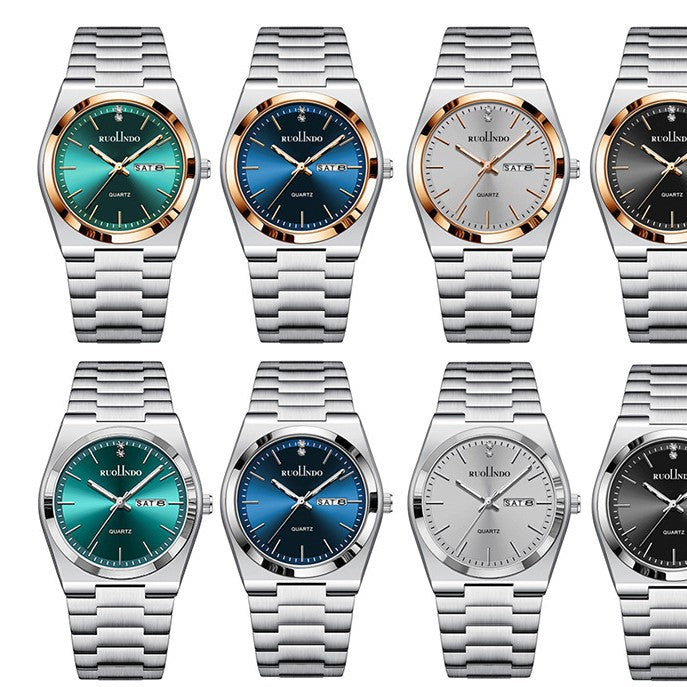 Dünne Herrenarmbanduhr mit Schmetterlingsverschluss