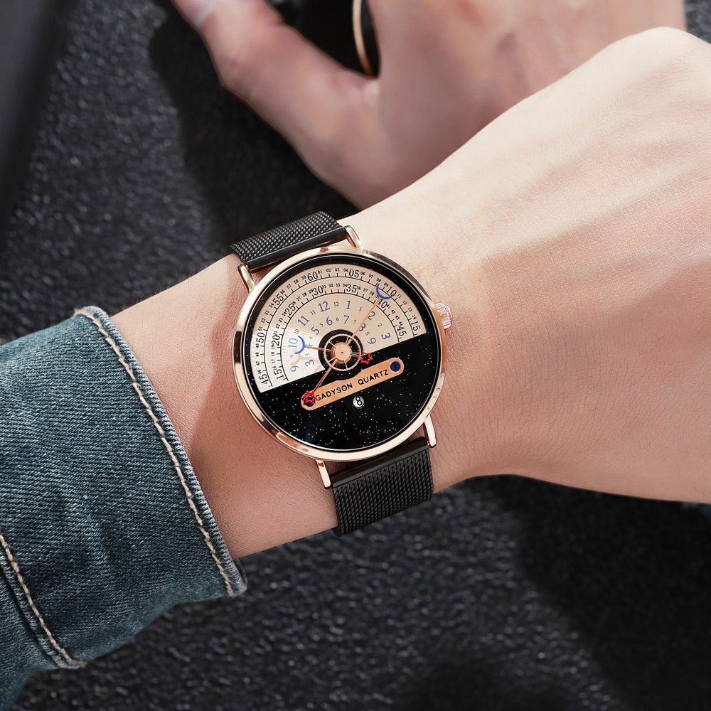 Quarz-Herrenuhr mit Kalender und Milanaise-Armband – Bild 8 | LuxeStyle
