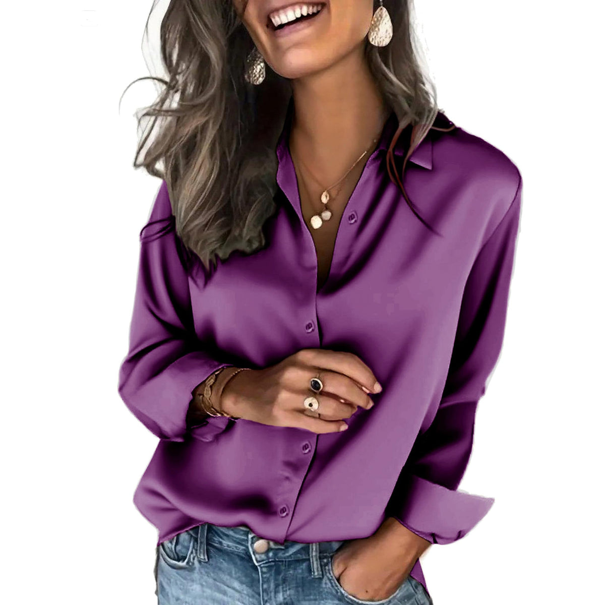 Satinbluse Langarm – Bild 6 | LuxeStyle