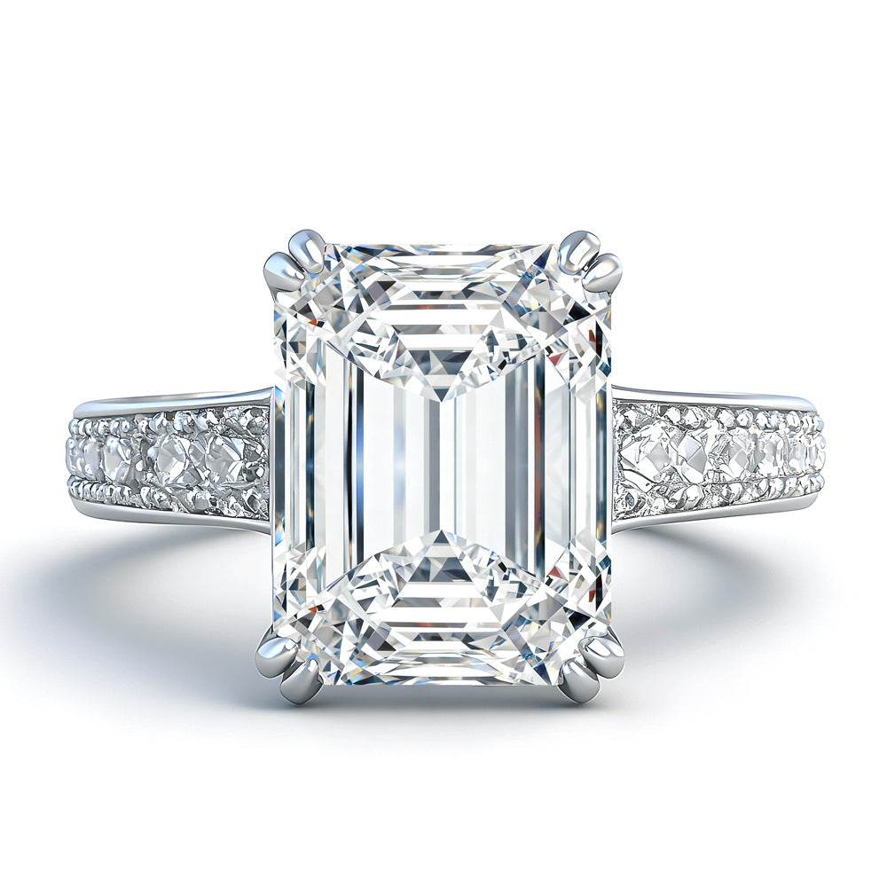 Eleganter 4 Karat Radiant-Schliff S925 Silberring