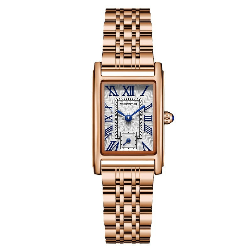 Wasserdichte Quarzuhr für Damen mit Lederarmband