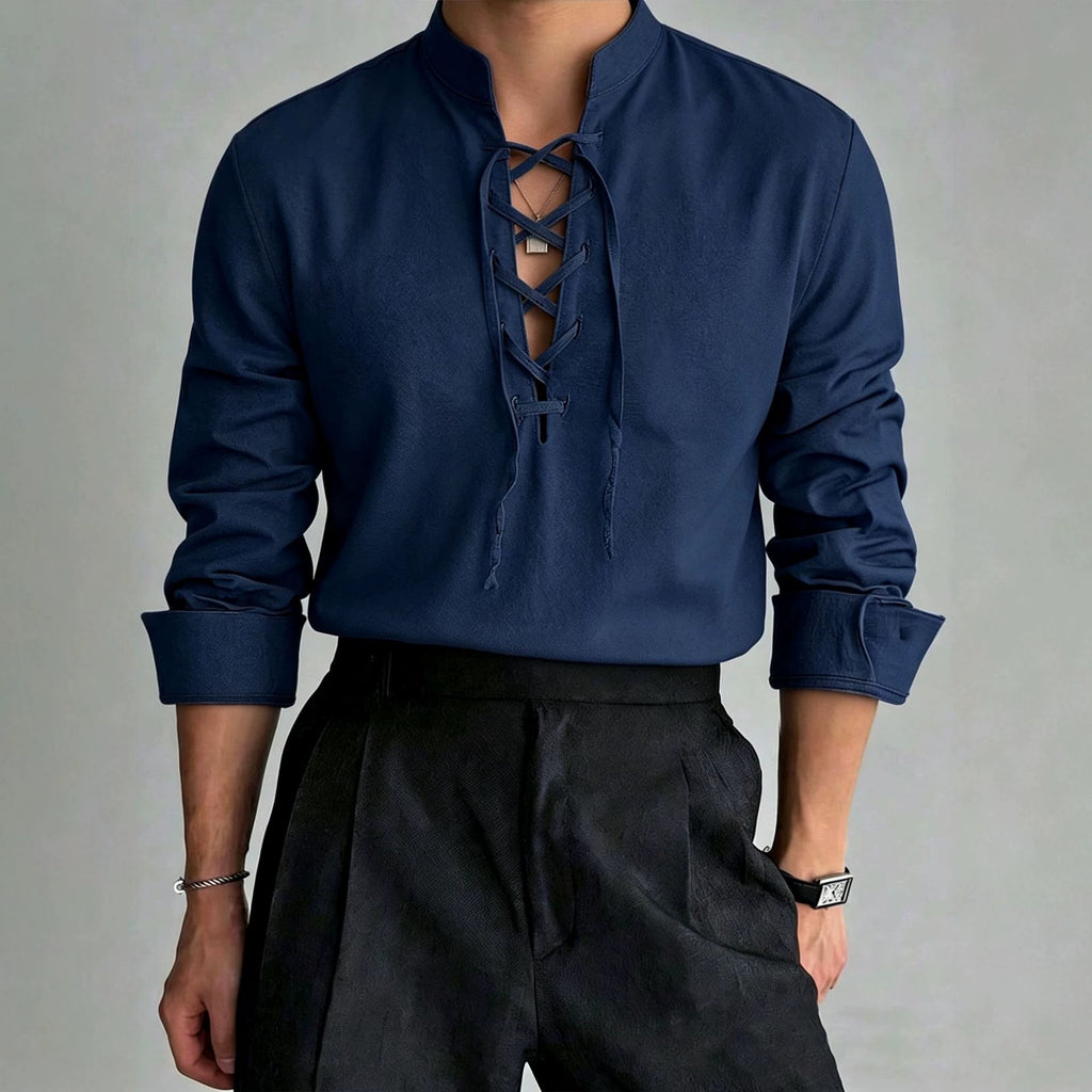 Herren Langarmshirt Stehkragen | LuxeStyle