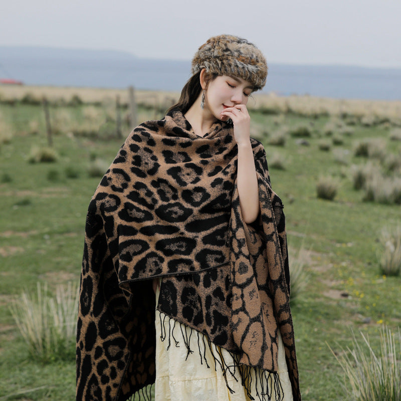 Leopard-Schal aus Faux Cashmere