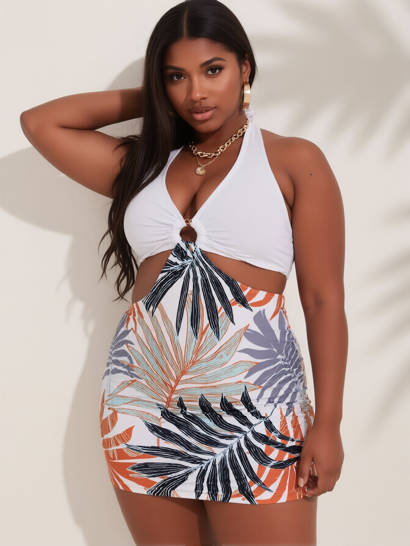 Eleganter Tankini mit hohem Kragen und Bikinihose