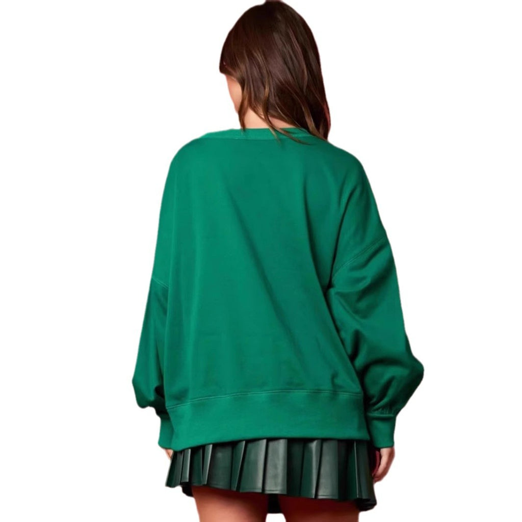 Weihnachts-Print Hoodie mit Glitzer