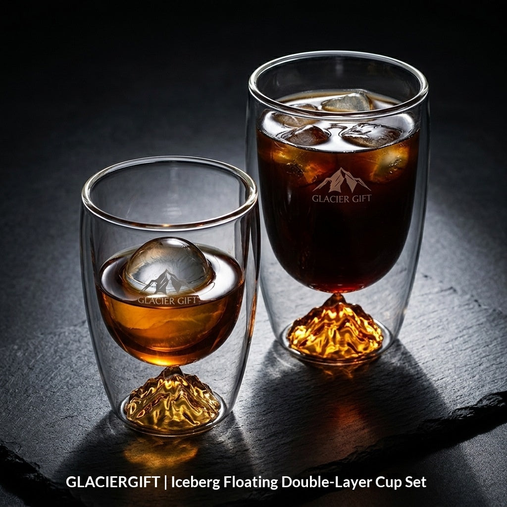 Doppelwandiges Glas mit Schneeberg-Muster