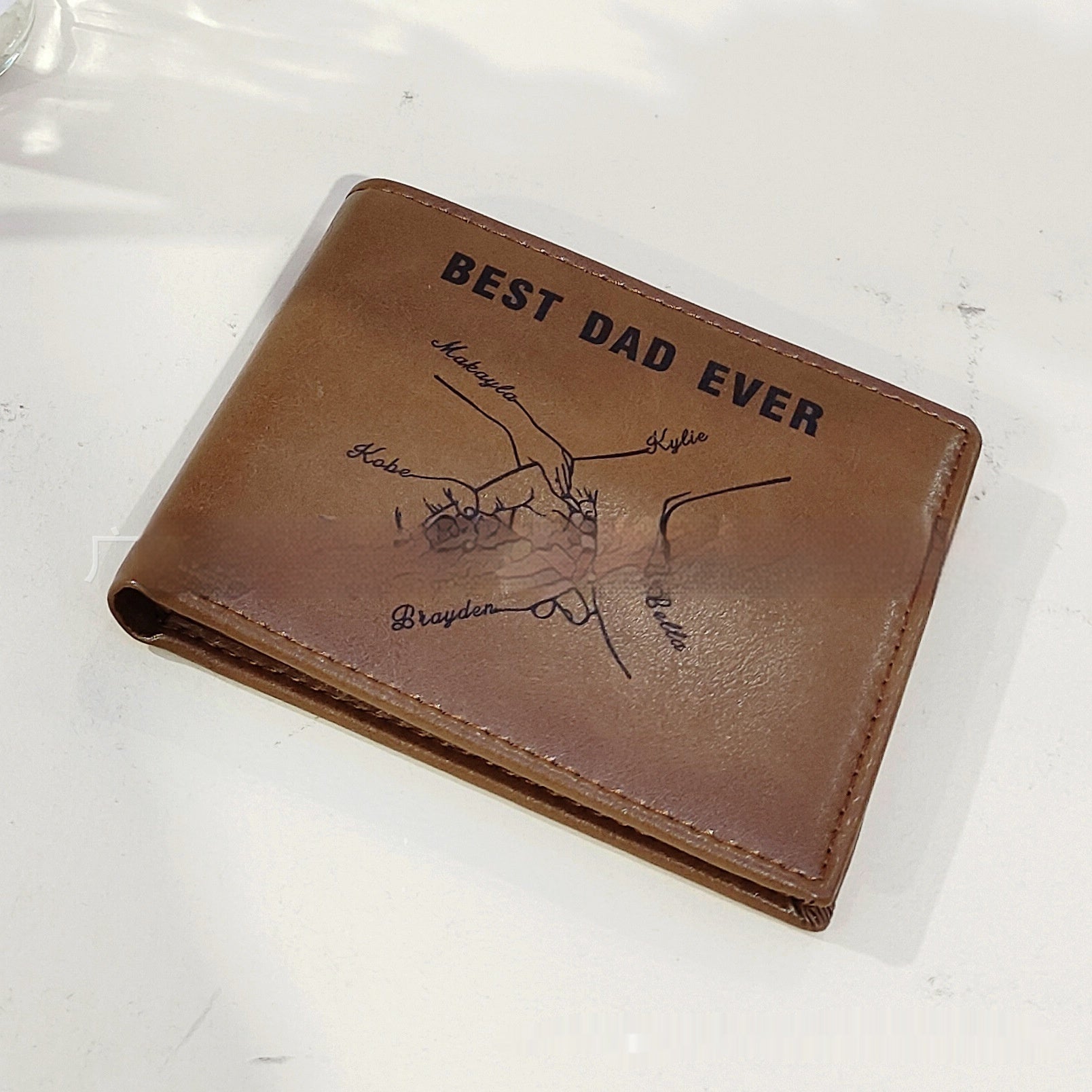 Vatertag Herren Lederportemonnaie, personalisiert, retro