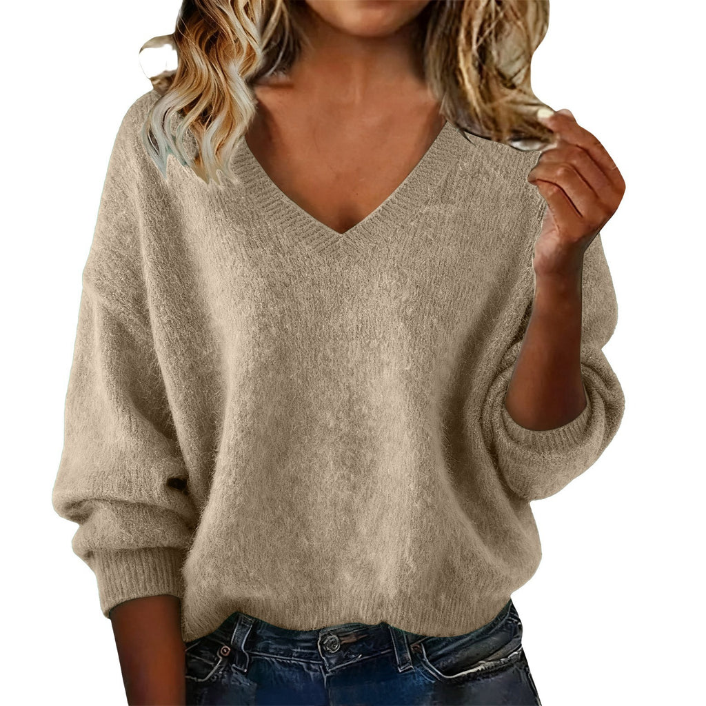 V-Ausschnitt Strickpullover für Damen