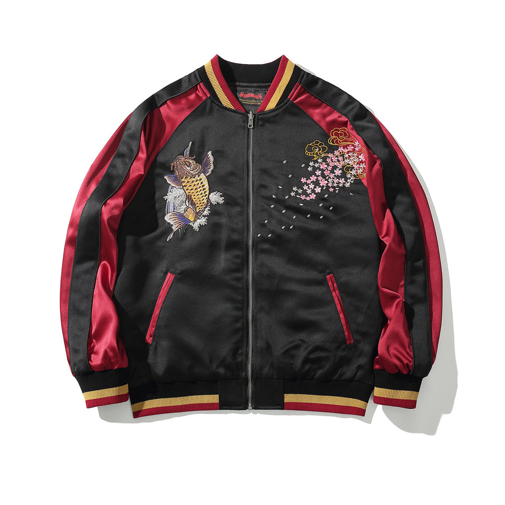 Herren-Jacke mit Koi-Stickerei | LuxeStyle