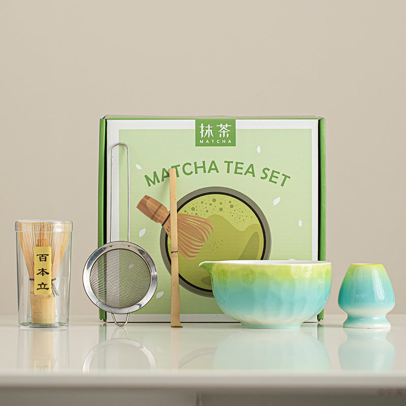 Matcha Schale mit Zubehör, Hammerschlagmuster