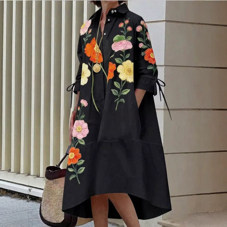 Bedrucktes Casual Hemdblusenkleid für Damen – Bild 2 | LuxeStyle