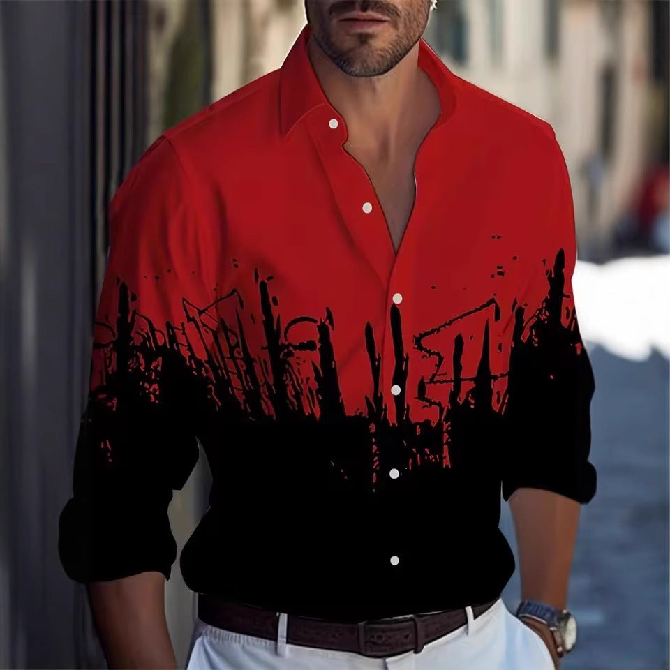 Herren Langarmhemd mit Streifen und Palmenmuster – Bild 15 | LuxeStyle