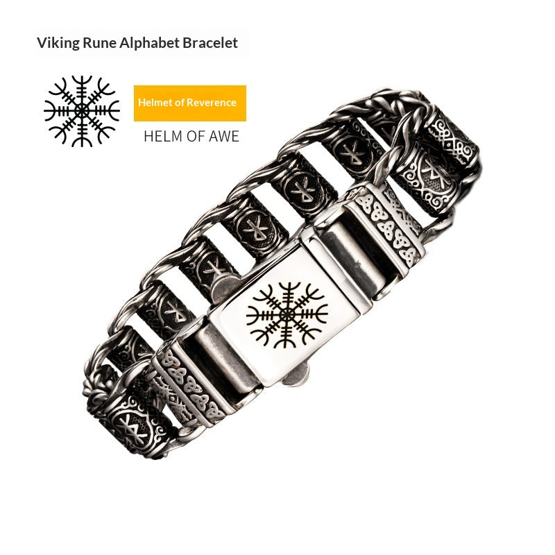 Nordic Viking Runen Kompass Totem Armband aus Titanstahl – Bild 9 | LuxeStyle