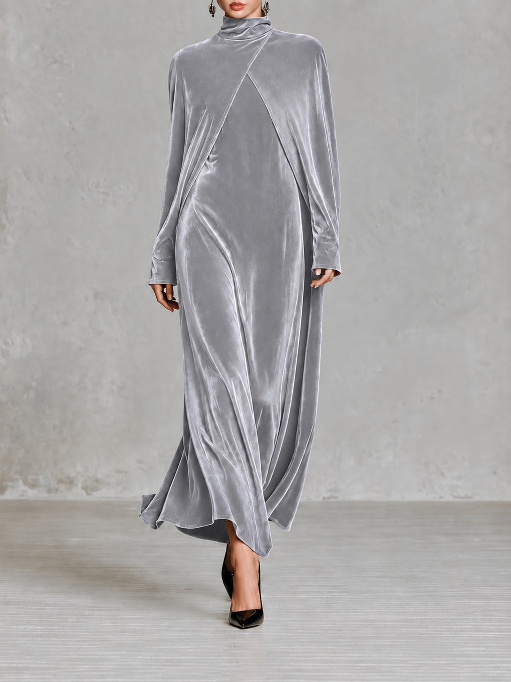A-Linien-Kleid mit Rollkragen und langen Ärmeln – Bild 6 | LuxeStyle