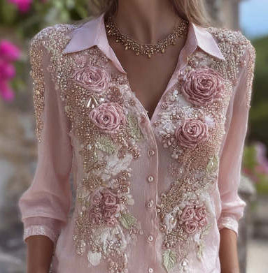 Damen Hemd mit Rosen-Print – Bild 5 | LuxeStyle